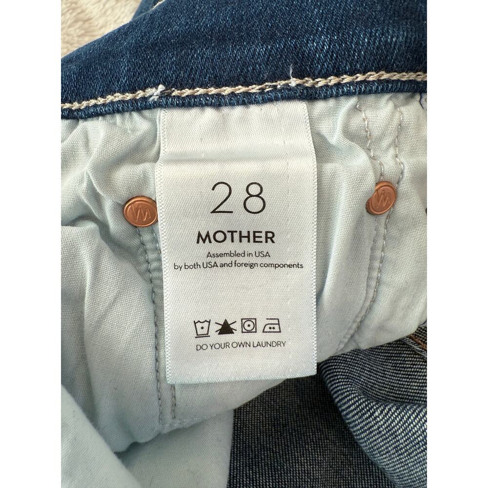 MOTHER Insider Ankle Fray Sweet Lime Dark Wash Cropped Jeans size 28 EUC - Picture 12 of 14
